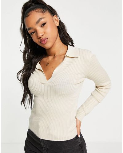 Jdy Knitted Polo Top - Natural