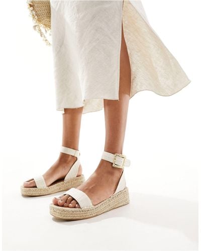 South Beach – zweiteilige espadrilles-sandalen aus leinen - Weiß