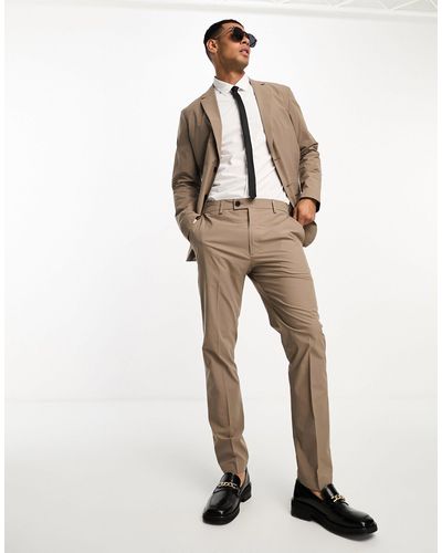 SELECTED Pantaloni da abito slim marrone chiaro - Bianco