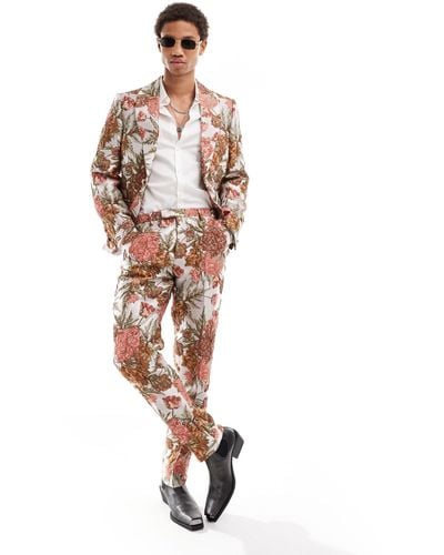 Twisted Tailor Floral Jacquard Trouser - White