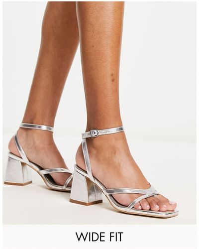 Simply Be Wide Fit Strappy Block Heeled Sandals - White