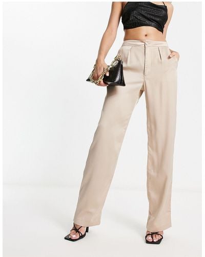 Hollister High Rise Satin Dad Trousers - White