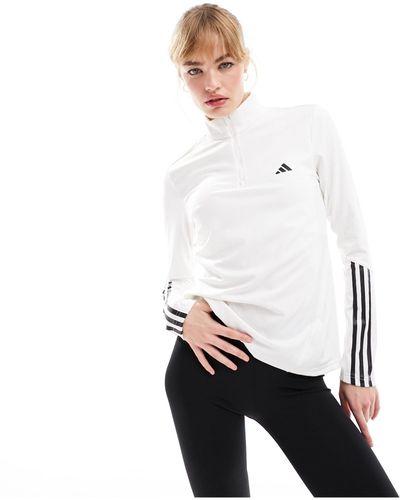 adidas Originals Adidas - training hyperglam - top con zip corta - Bianco