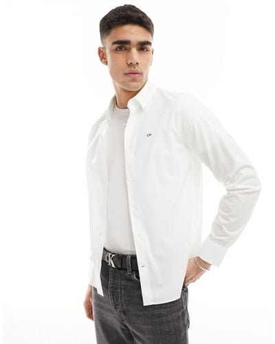 Calvin Klein Poplin Stretch Slim Shirt - White