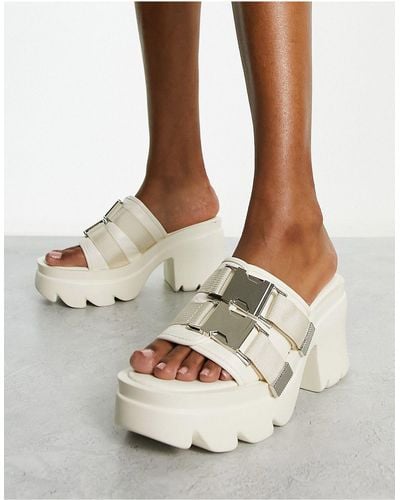 Public Desire Exclusive Oslo Chunky Heeled Sandals - White