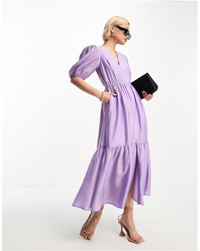 & Other Stories Robe longue volumineuse étagée - lilas - Violet