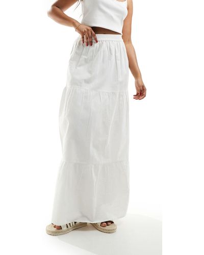 In The Style Poplin Tiered Maxi Skirt - White