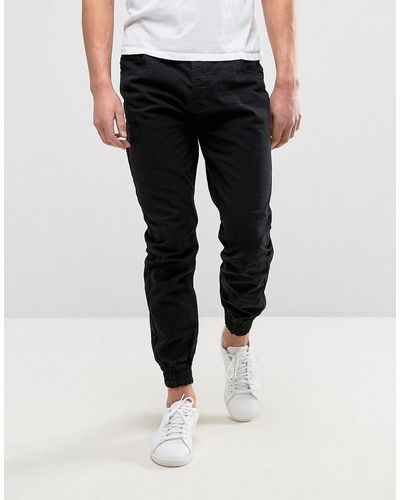 Threadbare Cuffed Chino Trousers - Black