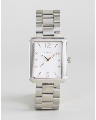 Fossil Silver Es4157 Atwater Square Face Watch - Metallic