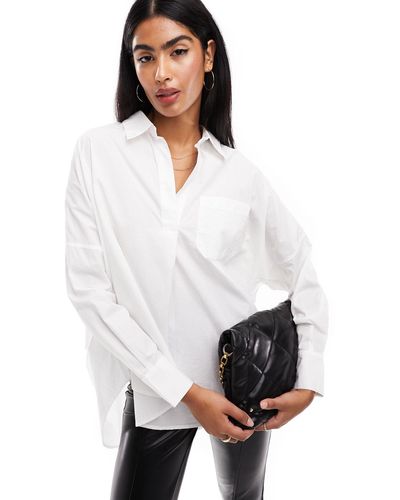 French Connection Rhodes Poplin Shirt With Removable Back Button Detail - White
