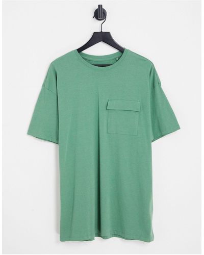 Threadbare Camiseta hiedra extragrande con bolsillo - Verde