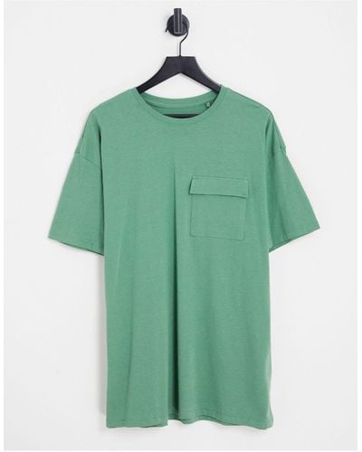 Threadbare T-shirt oversize edera scuro con tasca - Verde