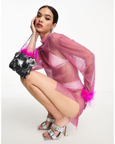 Amy Lynn – ida – minikleid aus elastischem netzstoff - Pink