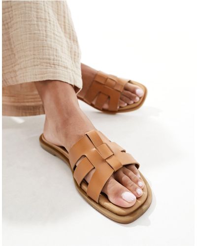 Schuh – tierney – flache sandalen aus hellbraunem leder - Natur