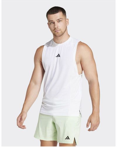 adidas Originals Adidas Performance D4t Tank Top With Small Chest Trefoil - White