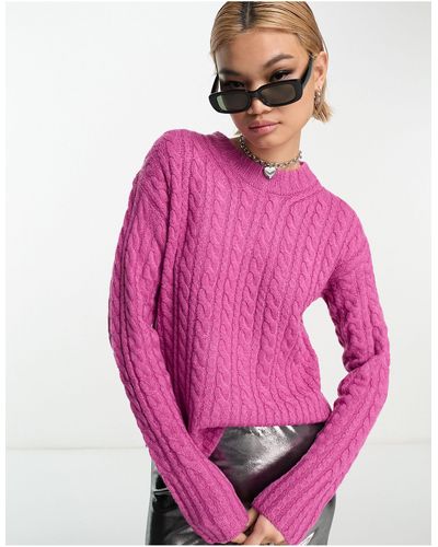 French Connection – strickpullover mit zopfmuster - Pink