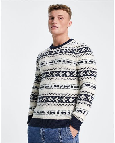 SELECTED Fairisle Knitted Sweater - White