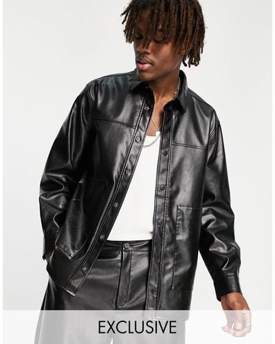 Reclaimed (vintage) Inspired Leather Look Shirt - Black
