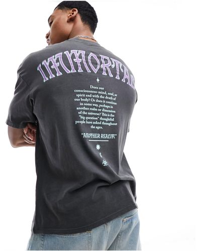 Jack & Jones T-shirt oversize avec imprimé immortal au dos - délavé - Gris
