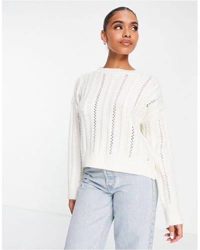 Missguided Cable Knit Tie Back Detail Sweater - White