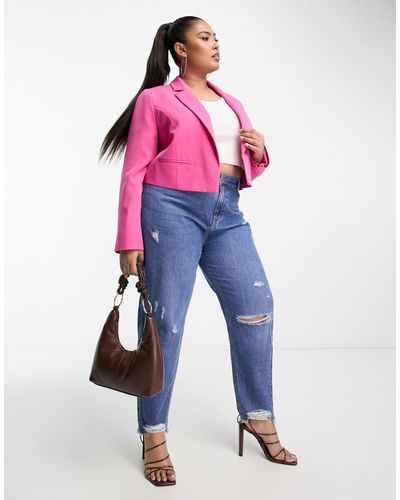 Yours Tailored Cropped Blazer - Blue