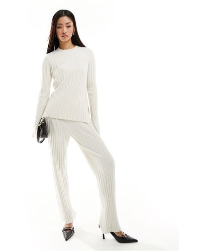 French Connection Ribbed Knit Pants - White