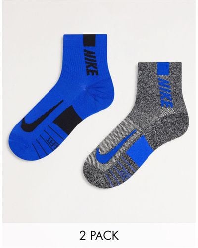 Nike Multplier 2 Pack Ankle Socks - Blue