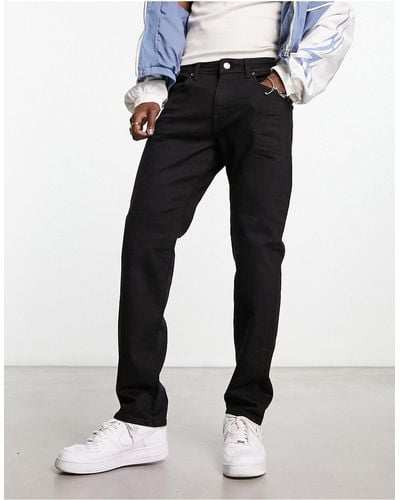 SELECTED Cotton Blend Straight Fit Jeans - Black