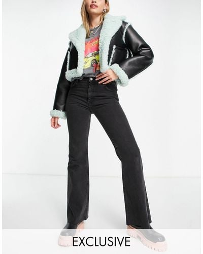 Reclaimed (vintage) Inspired - The '86 - Super Wide Flare Jeans - Zwart