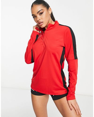 Nike Football Academy dri-fit - top da allenamento con pannelli e zip corta - Rosso