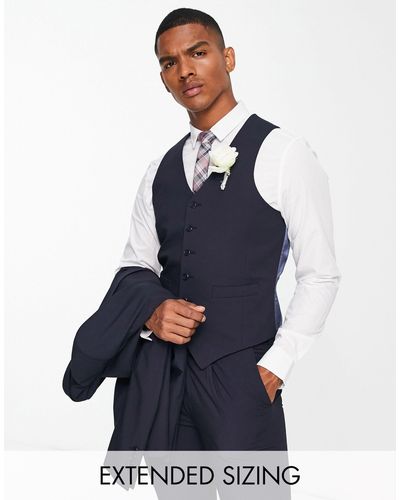 Noak 'camden' Super Skinny Premium Fabric Suit Vest - Blue