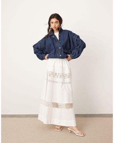 ASOS Crochet Trim Maxi Skirt - Blue