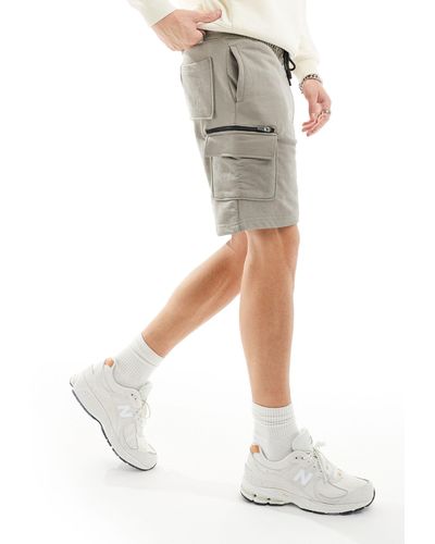 Bershka – cargo-shorts aus jersey - Weiß