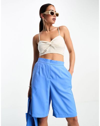 Pieces Tailored Shorts - Blue