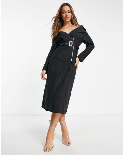 & Other Stories Belted Trench Midi Dress - Black