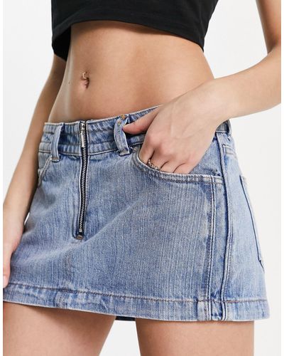 Weekday Calabasas Co-ord Denim Mini Skirt With Zip - Blue
