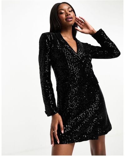 EVER NEW Velvet Sequin Blazer Mini Dress - Black