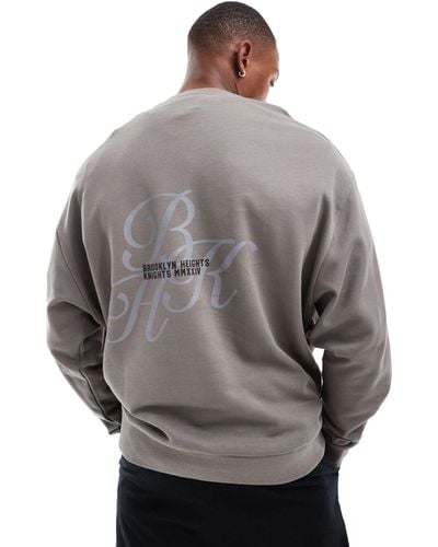 ASOS Oversized Sweatshirt With Prints - Grey