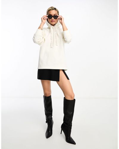 Calvin Klein Felpa con cappuccio bianca con coulisse con logo - Bianco