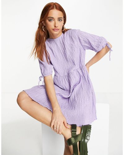 Lola May Textured Smock Dress - Purple