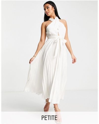 Forever New Halter Neck Pleated Midi Dress - White