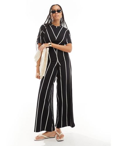 ASOS Ruched Side Jumpsuit With Wide Leg - Black