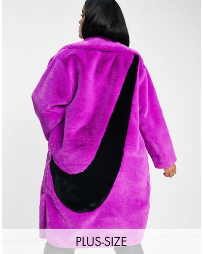 Nike Plus – langer mantel aus kunstpelz - Pink