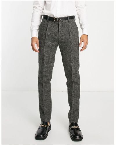 Noak – schmale anzughose aus harris-tweed - Grau
