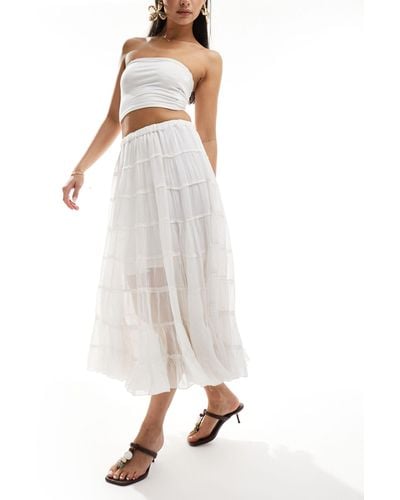 AllSaints Eva Sheer Maxi Skirt - White