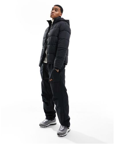 SELECTED Puffer Jacket With Hood - Black