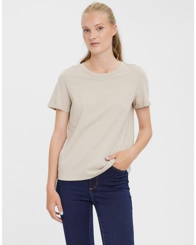 Vero Moda T-shirt With Fold Up - Blue