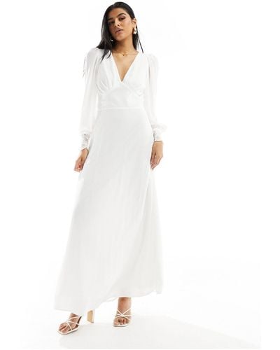 Vila Bridal Lace Open Back Maxi Dress - White