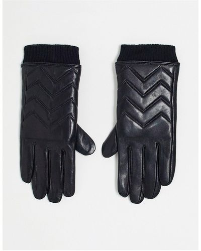 Lipsy Leren Touchscreen Handschoenen Met Zigzag-stiksels - Zwart