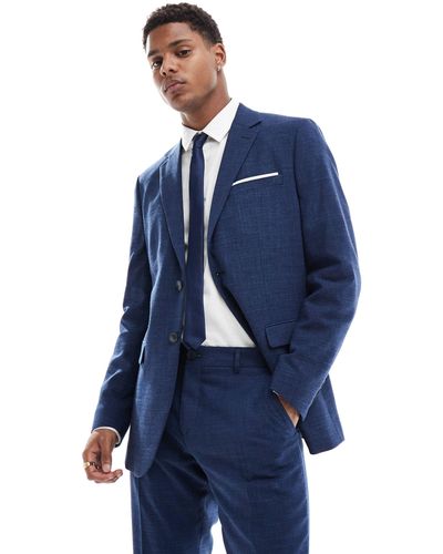 SELECTED Linen Mix Slim Fit Suit Jacket - Blue